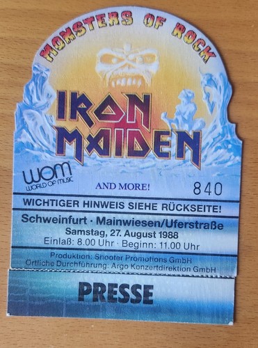 Biglietto concerto raro iron - biglietto,